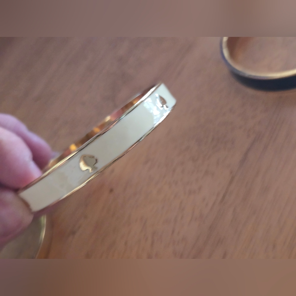 Kate Spade White Enamel, Blue And Gold Bangle Bracelets - Picture 4 of 10